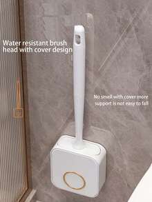 1入組豪華新款馬桶刷套裝,掛牆式,矽膠材質,無角設計,浴室清潔工具 - 彩色 - 查看 1
