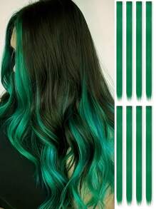 8 PCS Colored Clip In Hair Extensions 20 Inch Long Multi Color Party Bright And Vibrant Rainbow Hair Extensions Synthetic Colored Wigs For Halloween Parties At Music Festivals