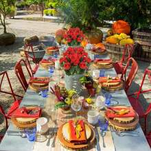 1/2/4pcs 14" Large Artificial Geranium Faux Plastic Purple Flowers For Home Wedding Kitchen Garden Table Centerpieces Indoor Outdoor Decor Fake Plants Room Decor Fall Decor Autumn Decor Centerpieces, Valentine Day, Gift Gifts Birthday Graduation - Red - View 3