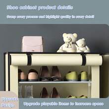 1入組6層5格增厚鋼管和塑料鞋架收納架,附帶防塵蓋,堅固耐用,適用於臥室、客廳和門廳。 - 咖啡棕 - 查看 4