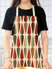 1入組亞麻印花圍裙 - 彩色 - 查看 4