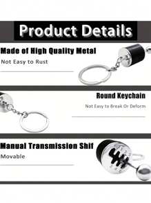 1pc Men's Black Auto Part Model Gearbox Keychain Mini Gear Shift Stick Keyring Cool Car Gear Shifter Keychain Car Key Accessories Gift Idea For Boyfriend Attractive Car Enthusiast Keyring Pendant For Daily Use Key Chain Charms Car Key Chain - Black - View 5