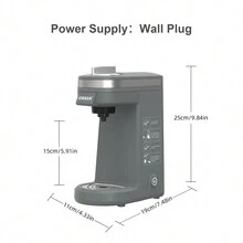 CHULUX Single Cup Coffee Maker, Upgraded One Cup Quick Brewing Coffee Machine, All-In-One Simple Coffee Brewer, Compatible With & Ground Coffee & Tea, Mini Coffee Maker Brews In Minutes - Light Grey - View 4