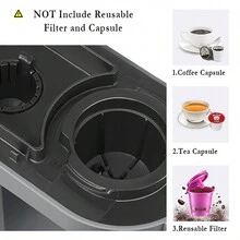 CHULUX Single Cup Coffee Maker, Upgraded One Cup Quick Brewing Coffee Machine, All-In-One Simple Coffee Brewer, Compatible With & Ground Coffee & Tea, Mini Coffee Maker Brews In Minutes - Light Grey - View 5