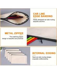 5pcs Blank DIY Craft Bag Canvas Pencil Case Blank Makeup Bags 8.3 * 5 Inches Canvas Pencil Pouch Bulk Canvas Cosmetic Bag Multi-Purpose Travel Toiletry Bag Canvas Zipper Bags Back To School School Bag Travel Essentials Travel Organizer For Beach Summer Vacation Makeup Organizer Make Up Organizer Makeup Storage
