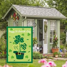 1pc St. Patrick's Day Garden Flag, Outdoor Yard Party Decoration Flag With Double-Sided Printed Clover, 12x18 Inch, Flagpole Not Included - Green - View 3