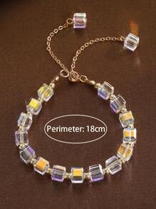 1 件超级仙女水晶彩虹手链，森系甜美小众设计串珠手链，送给闺蜜的毕业礼物，珠子数量随机 - 彩色 - 查看 5