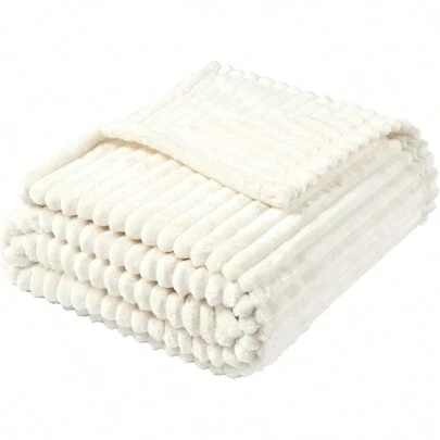 1 件米色空調毯適合四個季節,柔軟、舒適、蓬鬆,非常適合嬰兒收納毯、沙發、臥室、客廳