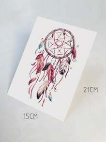 AQ STICKERS 3入組/套多彩蝴蝶和捕夢網大腿、手臂暫時性紋身貼紙,男女適用 - 彩色 - 查看 4