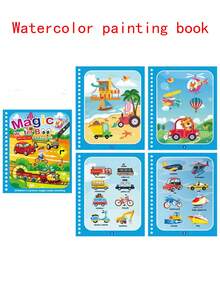 1本水畫書中文字符寧靜書,嬰兒塗鴉上色書附水筆教育玩具,幼兒園孩子必備的忙碌書 - 黃色 - 查看 1