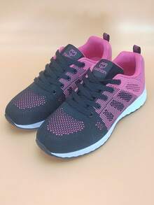 Women's Plus Size Lightweight Fashionable Mesh Breathable Running Shoes - Hot Pink - View 3