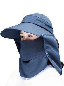 1PC Men's And Women's Wide Brim Sun Hat -Multifunctional UPF 50Protection Bucket Bucket Hat Cap - Navy Blue - View 7