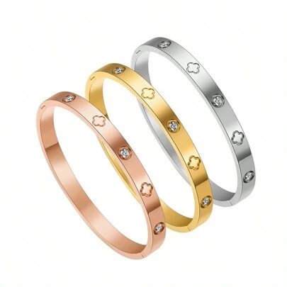 1 Braccialetto Lucky Clover Semplice E Di Fascia Alta, Accessorio Da Polso Resistente Alla Luce, Alla Moda E Versatile, Perfetto Da Indossare Ogni Giorno Per Le Donne