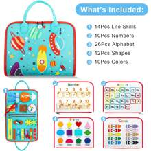 1PC Busy Board For 3-6 Year Old, Toddler Travel Toys For Car Plane, Montessori Sensory Toys For Toddlers, Educational Learning Activities Board For Fine Motor Skills, Gift For Boys Girls - Green - View 2