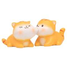 可愛的辦公桌上的貓咪情侶裝飾品,創意情人節、婚禮、節日、裝飾禮品,一對帶有貓元素的kiss雕像適用於家居裝飾 - 貓咪親吻擺件 - 查看 7