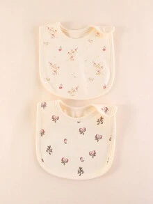 2pcs/Set Baby Bibs With Fruit & Floral Pattern, Waterproof & Drool-Proof With Adjustable Snap Closure - Multicolor - View 7