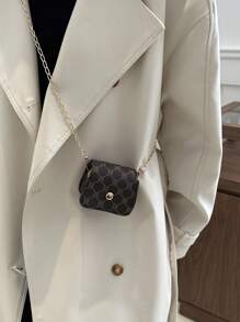 1個女式時尚輕奢對比色迷你軟蓋肩背包，適用於約會