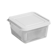 1pc Plastic Vegetable Storage Box Onion Container With Lid And Drain To Keep Fresh - White - View 4