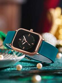 Poshi Silicone Strap Quartz Watch - Green - View 3