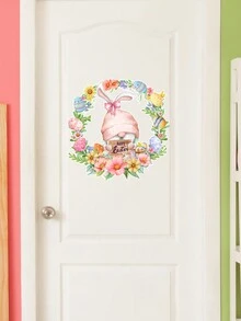 1片復活節兔子形狀創意門貼家居裝飾自粘牆貼 - 彩色 - 查看 3