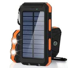 1 件太阳能指南针移动电源，10000mah，防水，双灯，大容量，适用于移动设备，户外太阳能灯 - 橘色 - 查看 2