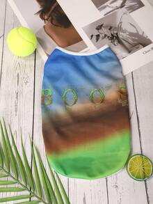 1件卡通狗印花馬甲寵物衣服,柔軟舒適適合四季穿著 - 彩色 - 查看 1