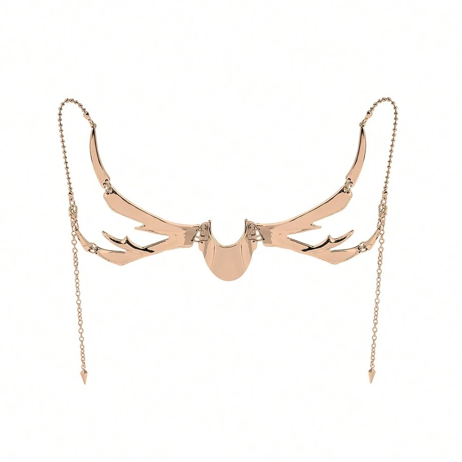 1pc Asymmetric Fluid Mechanical Style Punk Metal Mask Prop, Suitable For Parties And Balls - Rose Gold - View 1