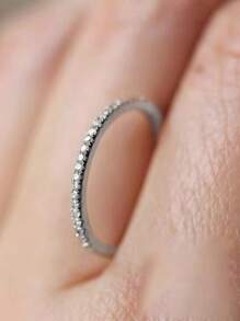 Aro de aro delgado con diamantes de imitación, accesorio versátil de lujo para uso diario y de oficina con estilo minimalista - Blanco - Ver 2