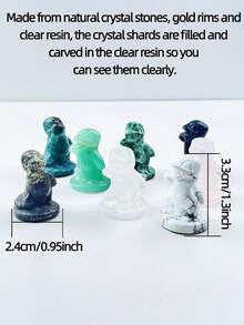 1pc Crystal Carved Sculpture Quartz Stone Dragon Figurine Decoration, Balance Gift For Healing Emotional And Spiritual Matters, Yoga & Chakra Home Office Decor, Random Style - Multicolor - View 3