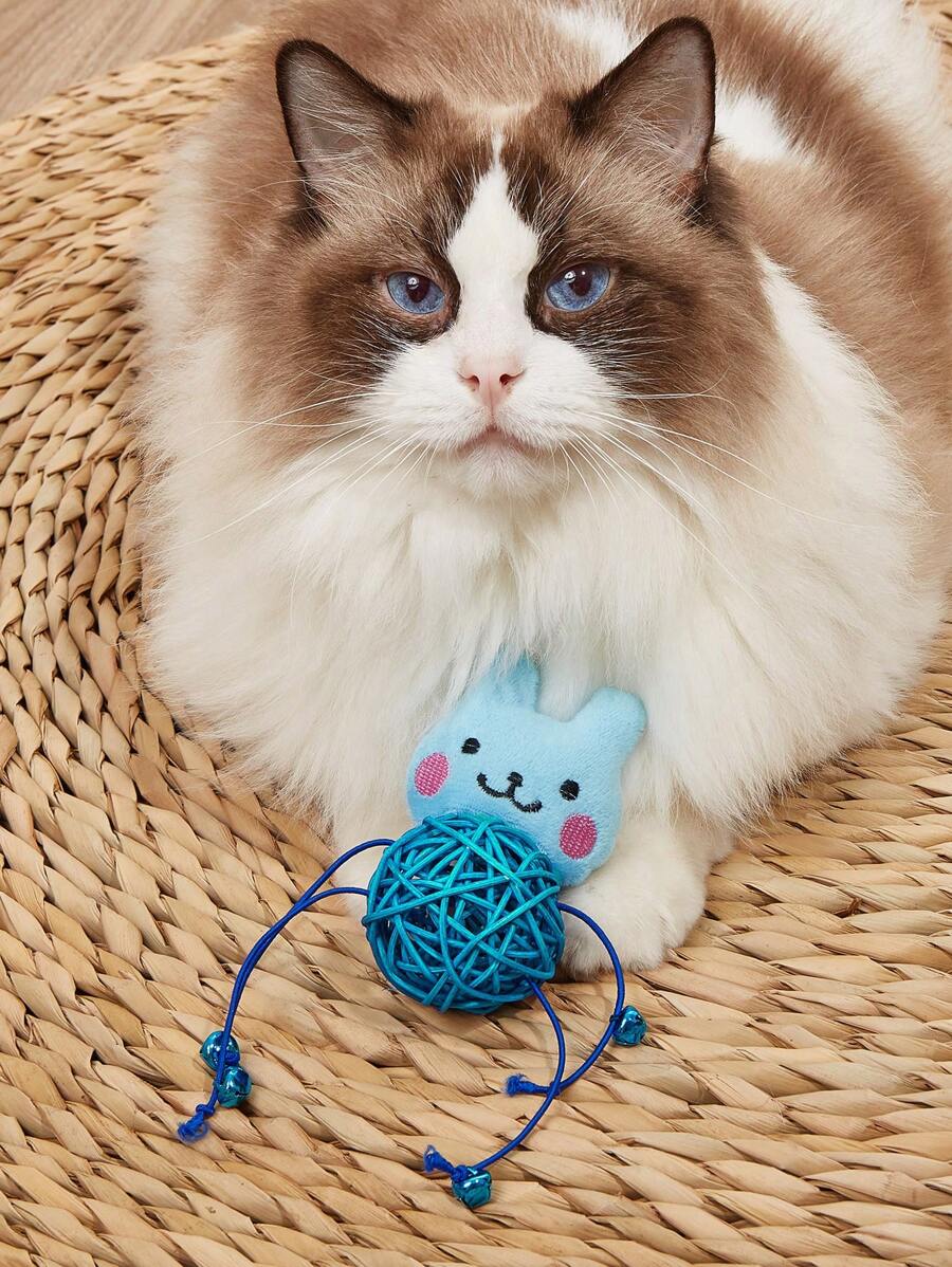 1pc Cute Rabbit Shaped Interactive Sound Toy For Pets, Suitable For Cats To Play And Relieve Boredom - Blue - View 1