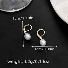 Korean Style Simple Baroque Pearl Earrings Jewelry, Luxurious Minimalist Metal Earrings, High-End Ear Accessories - Apricot - View 3