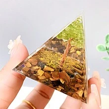 1pc 5cm Orgone Pyramid For Positive Energy And Mix Material Crystal, With Protection From Crystals Energy Generator For Stress Reduce Healing Meditation And Wealth Attraction For Home Decoration - Multicolor - View 8