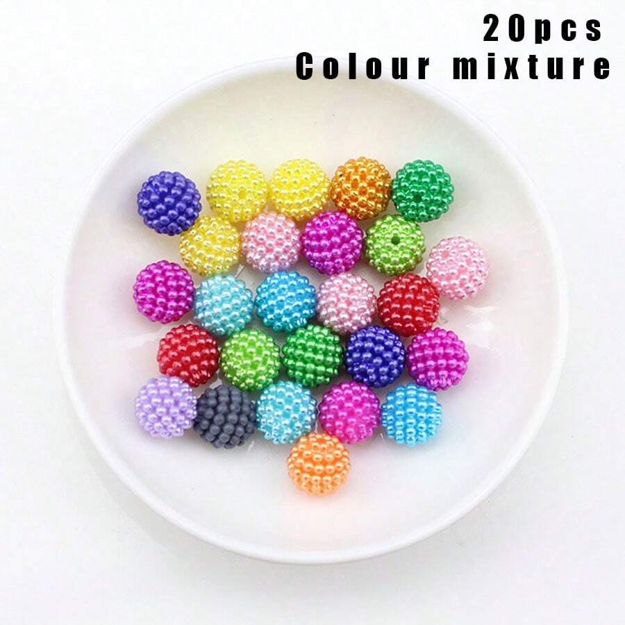 1包20顆12mm壓克力假珍珠和櫻桃形珠子,可用於diy髮飾,樹脂球,abs假珍珠材質 - 彩色 - 查看 1