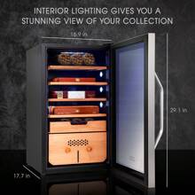 Schmécké 400 Cigar Cooler Humidor With 3 In 1 Precise Cooling, Heating & Humidity Control, Stainless Steel Trim Finish Cabinet, Spanish Cedar Wood Shelves And Drawer With Built In Digital Hygrometer - Bạc - Xem 2