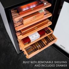 Schmécké 400 Cigar Cooler Humidor With 3 In 1 Precise Cooling, Heating & Humidity Control, Stainless Steel Trim Finish Cabinet, Spanish Cedar Wood Shelves And Drawer With Built In Digital Hygrometer - Bạc - Xem 7