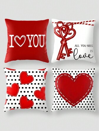 4 Piezas Conjunto De Funda De Almohada Con Diseño De Lunares, Corazón Y Llave, Fundas De Almohada Decorativas Abstractas En Negro Y Dorado Para Sofá, Automóvil, Dormitorio Y Decoración Del Hogar, En 4 Tamaños, Sin Almohada Incluida, Con Impresión Digital, Elegante Y Conciso, Adecuado Para La Decoración De Sofás, Oficinas, Hogares Y Automóviles, Artículos Decorativos De Tela De Cubierta De Cojín, Regalos Para Automóviles, Funda De Cojín Impresa Para Cama, Sofá Y Oficina, Reposacabezas Y Respaldo Para Automóviles Y Oficinas