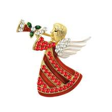 1 件多色珐琅多彩圣诞天使角赞美诗时尚男女多色闪亮水晶钻动物吊饰胸针珠宝服装女士圣诞礼物 - 天使 - 查看 11