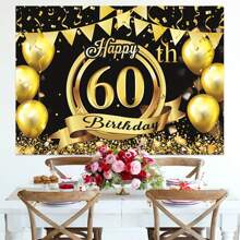 1入組60歲金色生日氣球和彩帶設計背景布,可選擇82.7*59.1公寸/59.1*39.4公寸/39.4 *29.5公寸,適合裝飾客廳、臥室、攝影棚、直播區、派對用品 - 彩色 - 查看 10
