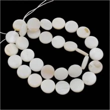 10mm白色平面珍珠母貝圓殼珠子平面珠,用於織線鬆散間隔吸引力手製手鏈珠子,供diy珠寶耳環製作 - 白色 - 查看 1