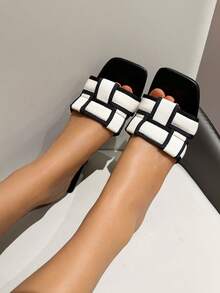 Women's High Heel Slippers, Summer Fashionable Fairy Style Open Toe French Stiletto Heeled Sandals With Square Toe Design For Casual Wear - Beige - View 4