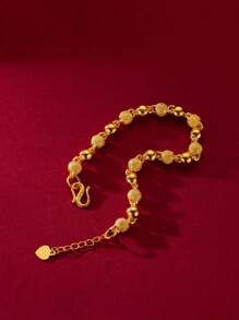 1pc Women's Bracelet, Simple Design Matte Beaded Bracelet, Birthday Gift - Gold - View 2