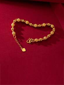 1pc Women's Bracelet, Simple Design Matte Beaded Bracelet, Birthday Gift - Gold - View 4