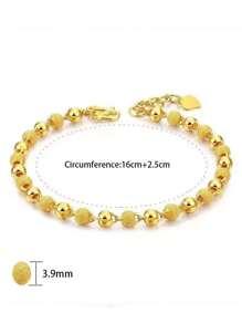 1pc Women's Bracelet, Simple Design Matte Beaded Bracelet, Birthday Gift - Gold - View 8