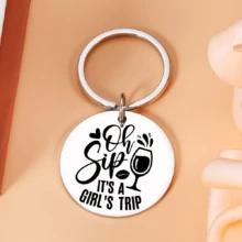 1入oh Sip這是一個女孩之旅不銹鋼鑰匙圈,單身派對禮物給男士 - 銀色 - 查看 8