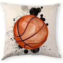 1pc Basketball Print Pillow Cover, Home Decor, Room Decor, Bedroom Decoration (Pillow Core Not Included) - Multicolor - View 1