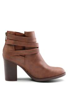 Chunky High Heel Ankle Boots Close Toe Fall Heeled Booties Shoes