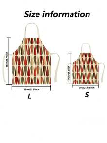 1入組亞麻印花圍裙 - 彩色 - 查看 2
