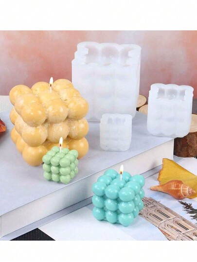 1 molde de vela, molde de silicona en forma de cubo de espuma 3D, disponible en 3 tamaños, utilizado para la fabricación de velas y jabones, manualidades de velas y decoración