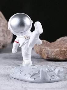 1入塑膠手機/平板電腦架,新奇的太空人動作塑像設計桌上裝飾,適用於辦公室、臥室、客廳 - 銀色 - 查看 4