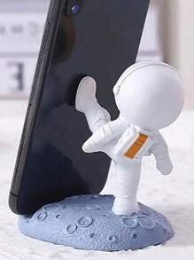 1入塑膠手機/平板電腦架,新奇的太空人動作塑像設計桌上裝飾,適用於辦公室、臥室、客廳 - 銀色 - 查看 5